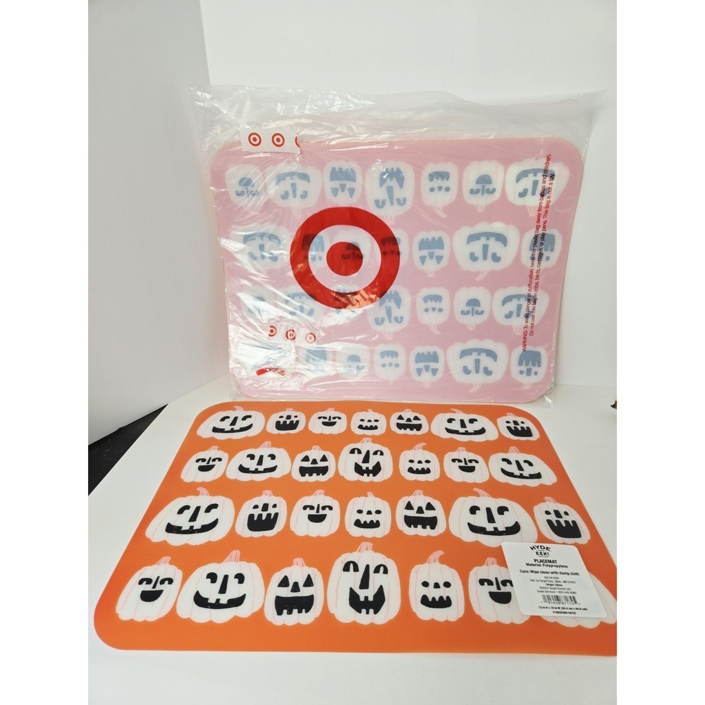 Target Hyde & EEK ! Pumpkin jack o lantern placemats NEW set of 3 Halloween